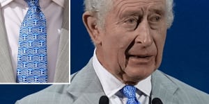Sending a message? King Charles III sported a tie with a motif of the Greek flag during the opening ceremony of the COP28 Climate Summit in Dubai.