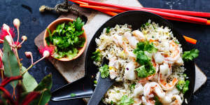 Kylie Kwong's Lunar new year recipes:fried rice with king prawns.