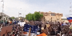 Pro-coup protesters in Niamey.