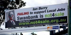 CEPU Union's billborad on Brisbane Road,Bundamba,targeting the LNP State Government planned assets sales.