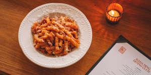 Amatriciana with maccheroni at Bada Bing Dining Club.