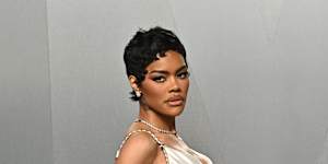 Teyana Taylor arrives at the Vanity Fair Oscar Party.