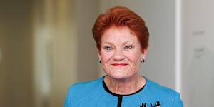 Which One Nation policies would inspire voters to give up their allegiances to the red and the blue? Leader Pauline Hanson pictured here. 