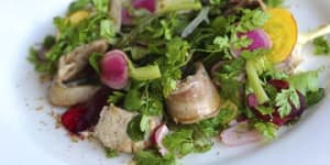 Seared lamb sweetbreads and tongue salad