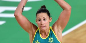 Madison Robinson of Australia in action against Jamaica on day seven of the XXI Commonwealth Games.