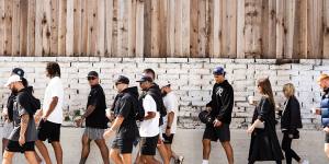 The Sydney Roosters go for a stroll through Los Angeles.