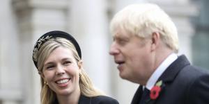 Britain's Prime Minister Boris Johnson,right,with partner Carrie Symonds.