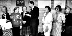 Keating queues for afternoon tea with the ladies from the Bankstown electorate on August 6,1993. 