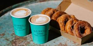 Old Wheels Grind serves coffee and doughnuts from the back of a ute.
