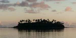 Tropical island at sunset,Rarotonga Island,Cook Islands. 