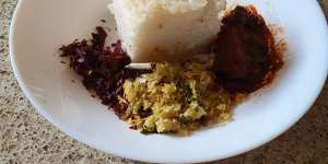 Raina MacIntyre's home-cooked Sri Lankan chicken with coconut milk rice.