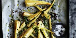 Aromatic:Roast parsnips with mint gremolata.