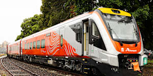 One of the first long-distance regional passenger trains at an Auburn rail maintenance centre in February.