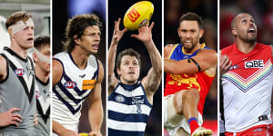 Tom Jonas,Nat Fyfe,Isaac Smith,Jack Gunston and Lance Franklin all could be in their final stretch of AFL games as season 2023 draws to a close.