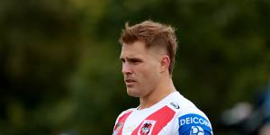 St George Illawarra Dragons player Jack de Belin played 44 minutes at Lidcombe Oval on Saturday.