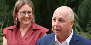 Victorian Premier Jacinta Allan and Victorian Treasurer Tim Pallas announce his retirement at Treasury Place in Melbourne,Monday,December 16,2024. 