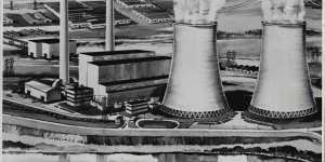 An artist’s impression of the Yallourn “W” Power Station,which the State Electricity Commission of Victoria built in 1974. 