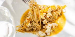 Otto’s champagne lobster pasta.