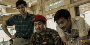Hoa Xuande,Fred Nguyen Khan and Duy Nguyen in a scene from The Sympathizer. The Sympathizer