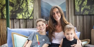 Catherine Cook and her sons Ashton,10,and Jack,18 months,at their home in Glenmore