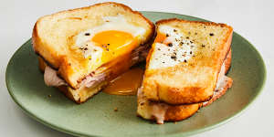 Egg-in-a-nest sandwich.