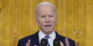 US President Joe Biden speaks about the Russian invasion of Ukraine on February 24,2022.