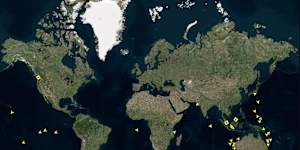 At least 55 ships carrying oil and refined fuel are headed for Australia by the end of April. Arrows are ships en route to Australia;squares are still at port.