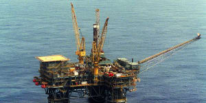 The “West Tuna” oil platform off the Victorian coast in Bass Strait.
