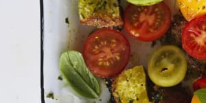 Heirloom tomato and bread salad.