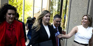 Brittany Higgins leaves the Federal Court in Sydney on Tuesday.