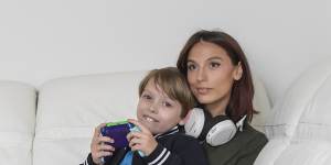 Chantal Ryan with son Azel,8,who also codes.