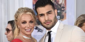 Britney Spears and Sam Asghari appear at the Los Angeles premiere of Once Upon a Time in Hollywood”in 2019.