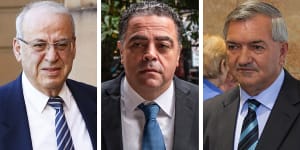 Former ministers (from left) Eddie Obeid,Joe Tripodi and Tony Kelly.