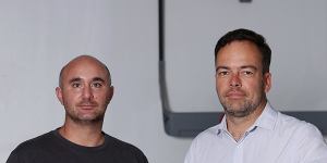 Carbonix founder Dario Valenza (left) and chief executive officer Philip van der Burg (left) are working with ANU to improve how drones can be used in firefighting.