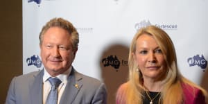 Fortescue Metals Group chairman Andrew Forrest and CEO Elizabeth Gaines at the company's AGM.