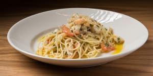 Go-to dish:Spaghettini with prawn,crab and soave.