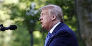 US President Donald Trump speaks in the Rose Garden of the White House.