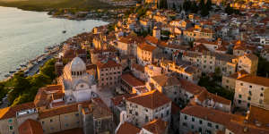 The beautiful old port city of Sibenik,Croatia.