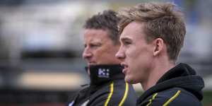 Richmond coach Damien Hardwick and key forward Tom Lynch.