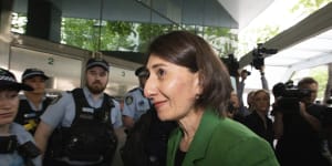 Former NSW premier Gladys Berejiklian outside the ICAC this morning.