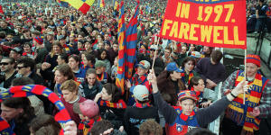 Fitzroy fans after the club's final match in Melbourne.