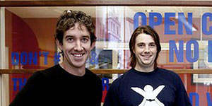 Atlassian co-founders Scott Farquhar and Mike Cannon-Brookes in the early days of Atlassian. 