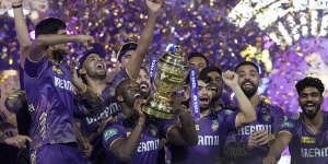 The Kolkata Knight Riders celebrate their IPL title triumph.
