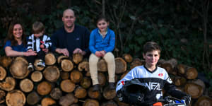 Jensen Pollard with stepfather Ben Talbot,mother Lauren Talbot and sister Lexi and brother Lenny.