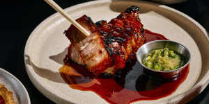 Lagoon Dining’s char siu pork,a signature that Oliver ordered.