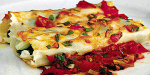 Leeks,spinach and ricotta cannelloni.