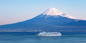 Norwegian Sky sailing past Mount Fuji in Japan.