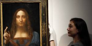 The “Salvator Mundi” on display at Christie’s auction rooms in London in October 2017.