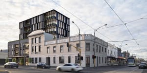 The Sarah Sands pub in Brunswick with the yet-to-be-built apartments behind it.