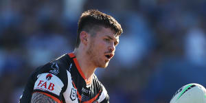 John Bateman in his first game for the Wests Tigers on Sunday.